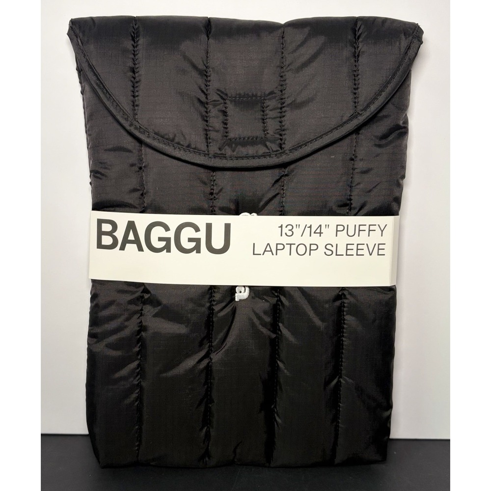 NWT Baggu Puffy Quilted Laptop Sleeve 13/14" BLACK, Data Logo